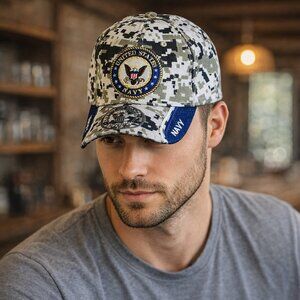 U.S. NAVY Hat Digital Camo Baseball Cap Velcro Backing